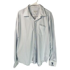 Peter Millar The Citadel Performance Check Shirt Mens XL Blue White Button Down
